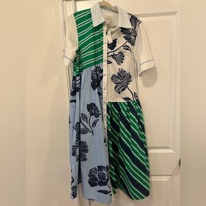 Anthropologie Green and Blue Patterned Shirt